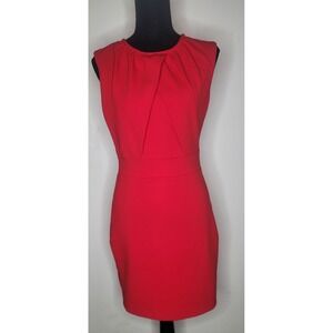 Ming Red Sheath Dress Sleeveless Fitted Bodycon Knee Length Elegant Cocktail